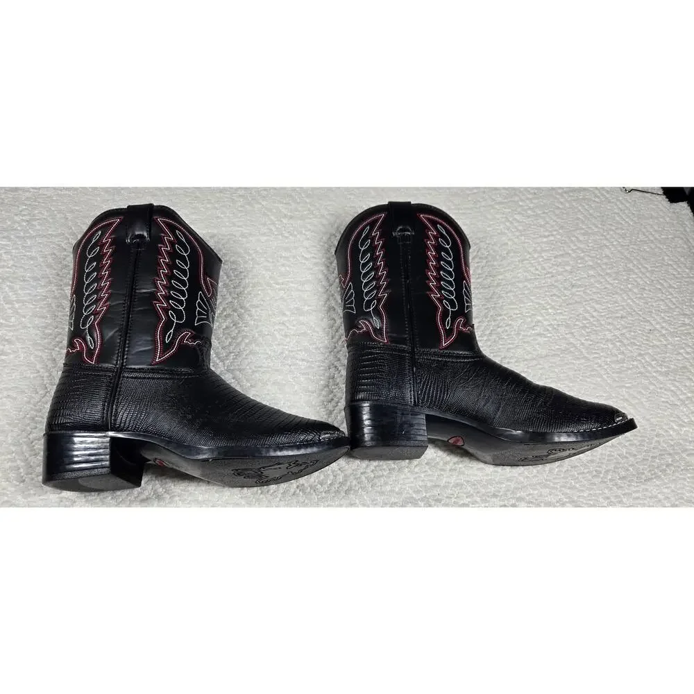 Durango kids Cowboy boots BT940 Lizard print black/red/white Western Size 6D